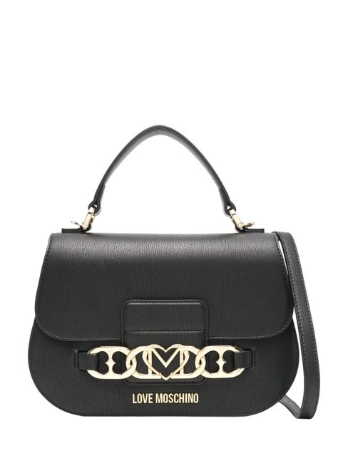 LOVE MOSCHINO HEART CHAIN Torebka z paskiem na ramię Czarny - Torby damskie