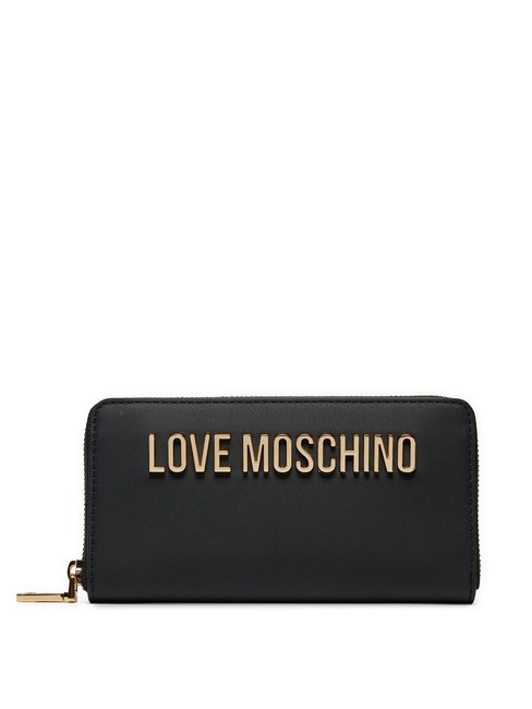 LOVE MOSCHINO METALLIC LOGO Duży portfel zapinany na zamek Czarny - Portfele damskie