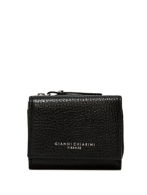 GIANNI CHIARINI WALLETS GRAIN Mały portfel ze skóry młotkowanej Czarny - Portfele damskie
