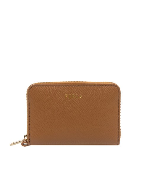 FURLA GARDENIA Mały skórzany portfel zapinany na zamek brandy - Portfele damskie