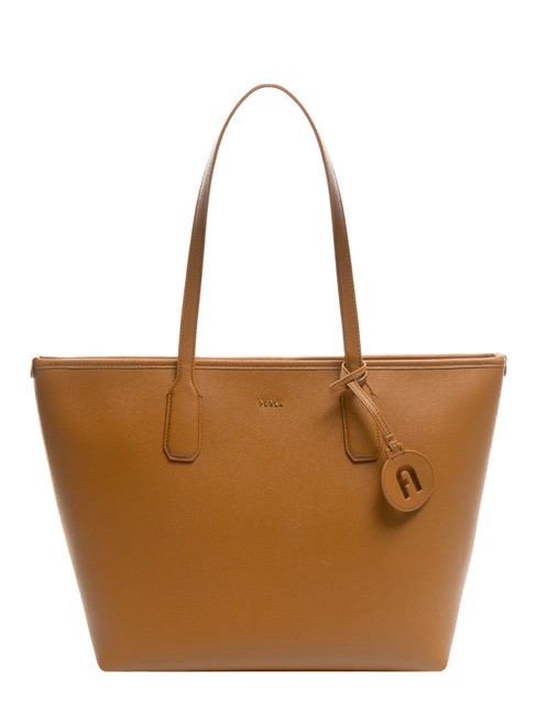 FURLA CLASSIC Torba typu shopper ze skóry z nadrukiem Andromedy brandy - Torby damskie