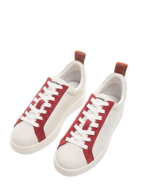 COCCINELLE MONOGRAM PERFORED BIMATERIAL Skórzane trampki z/róża/m.gr - Buty damskie