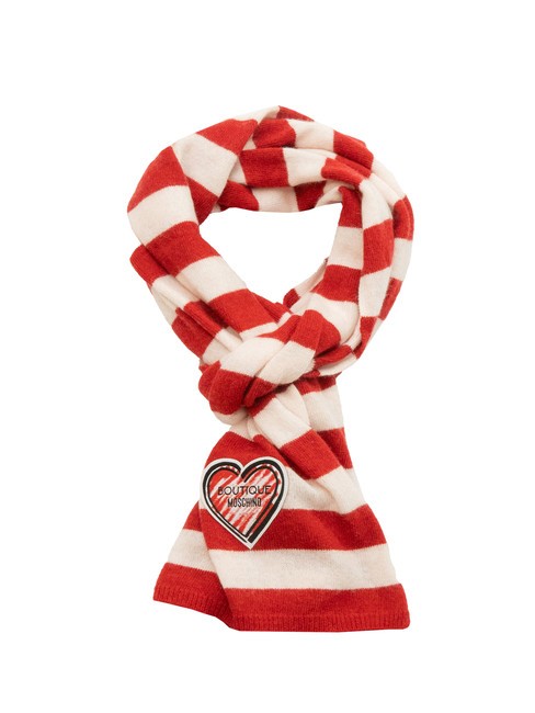 MOSCHINO BOUTIQUE STRIPES Szalik biały/czerwony - Szaliki