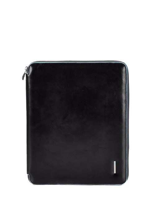 PIQUADRO BLUE SQUARE Smukły skórzany schowek w formacie A4 Czarny - Uchwyt i organizer na tablet
