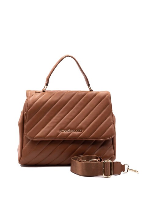 ROCCOBAROCCO GLAM Torba pikowana typu listonoszka koniak - Torby damskie