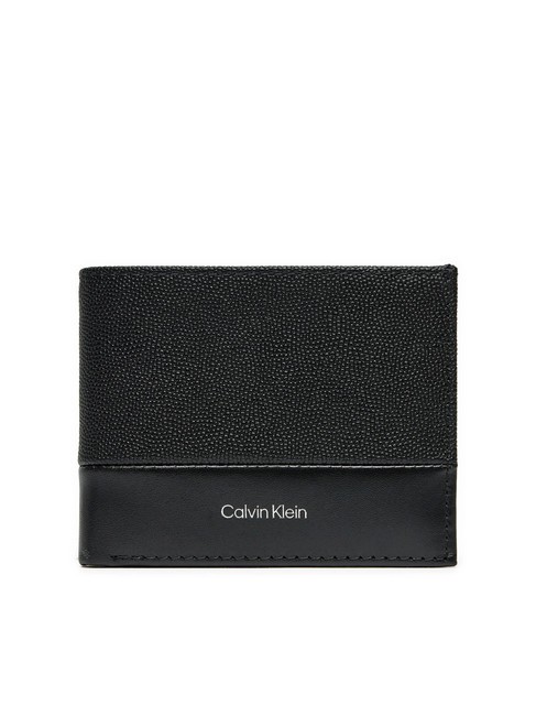 CALVIN KLEIN CK MUST Portfel skórzany, portmonetka czarny kawior ziarnisty/gładki - Portfele męskie