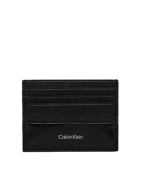 CALVIN KLEIN CK MUST Skórzany uchwyt na karty 6cc czarny kawior ziarnisty/gładki - Portfele męskie