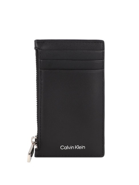 CALVIN KLEIN CK SLEEK Skórzany uchwyt na karty 6cc Czarny PVH - Portfele męskie