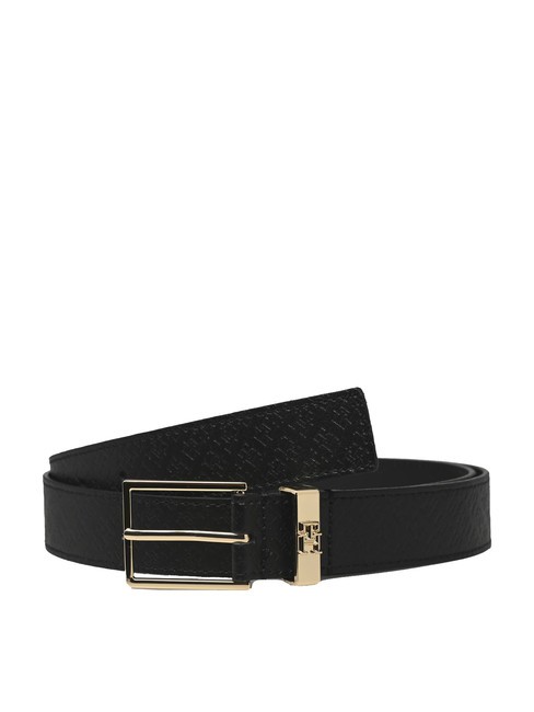TOMMY HILFIGER TH SQUARE MONOGRAM Pasek skórzany czarny - Paski