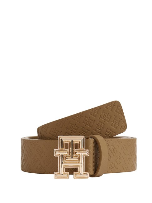 TOMMY HILFIGER TH MONOGRAM Pasek skórzany płótno safari - Paski