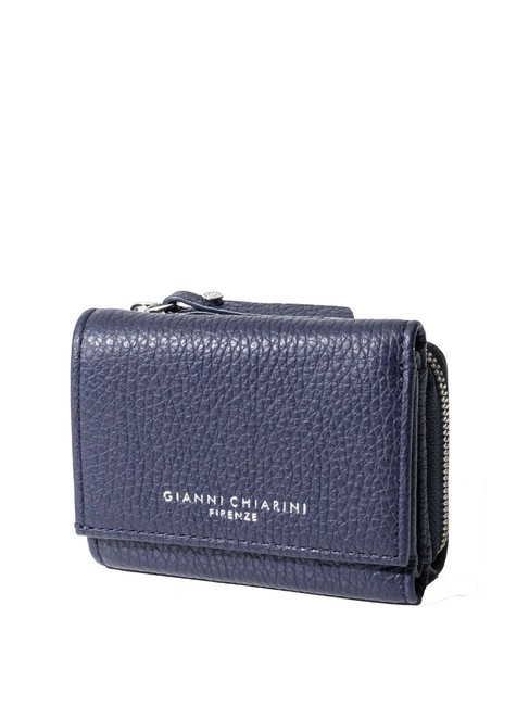 GIANNI CHIARINI WALLETS GRAIN Mały portfel ze skóry młotkowanej GRANATOWY - Portfele damskie