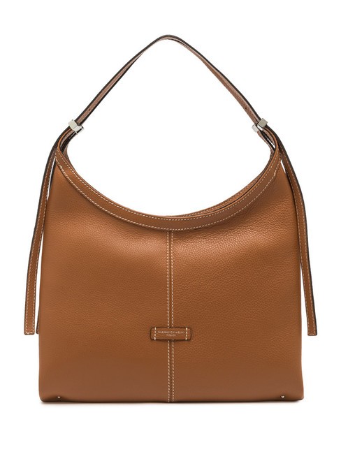 GIANNI CHIARINI NORMA Skórzana torba typu hobo na ramię karmel - Torby damskie