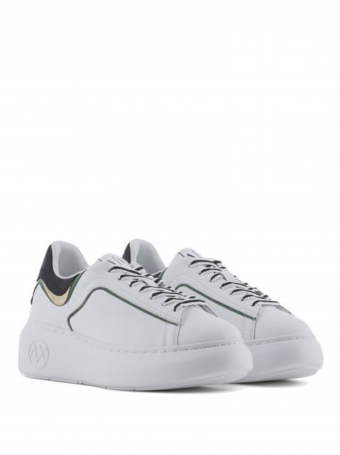 ARMANI EXCHANGE A|X Runner Skórzane trampki op.biały+absynt - Buty damskie
