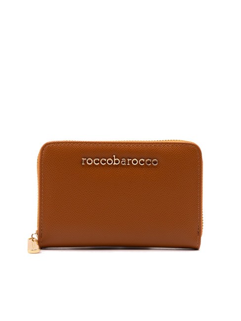 ROCCOBAROCCO LOGO METALLICO Średniej wielkości portfel zapinany na zamek dębnik - Portfele damskie