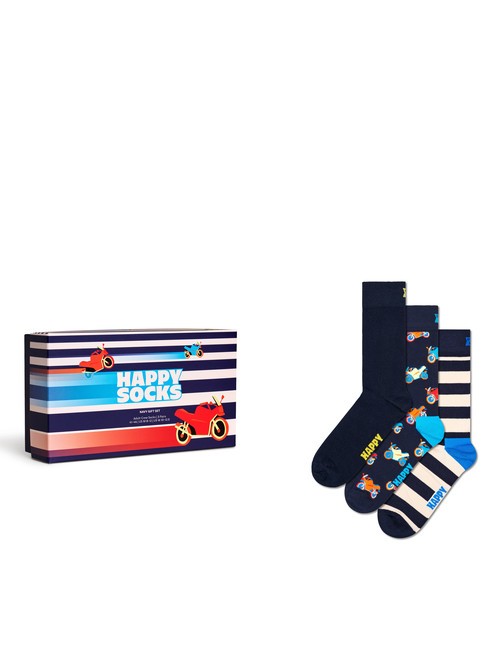 HAPPY SOCKS NAVY Zestaw prezentowy skarpetek 3 pary marynarka wojenna - Skarpetki unisex