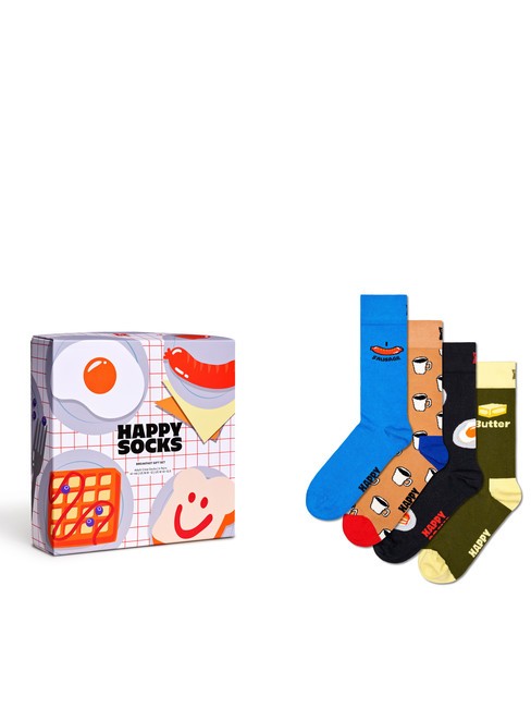 HAPPY SOCKS BREAKFAST Zestaw prezentowy skarpetek 4 pary niebieski - Skarpetki unisex