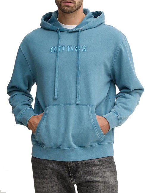 GUESS FINCH TERRY Bluza z kieszenią i kapturem dzika burza niebieski multi - Bluzy męskie