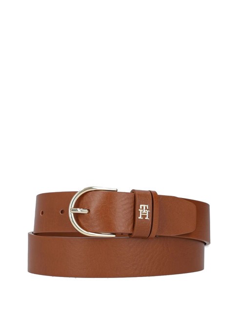 TOMMY HILFIGER ESSENTIAL EFFORTLESS Pasek skórzany wyprodukowany we Włoszech koniak - Paski