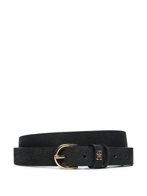 TOMMY HILFIGER ESSENTIAL EFFORTLESS Pasek skórzany wykonany we Włoszech czarny - Paski
