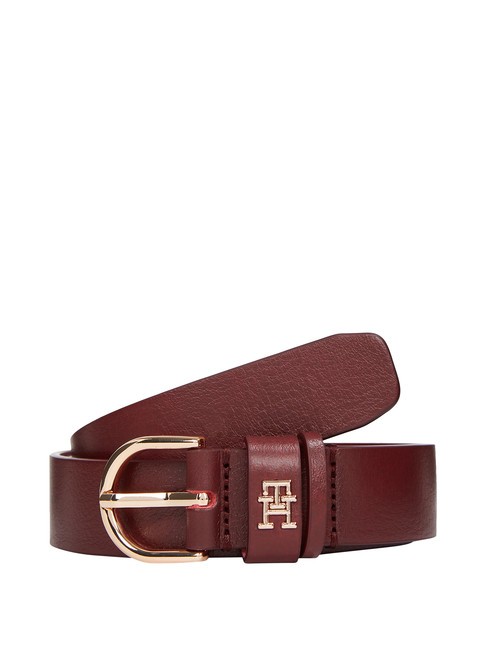 TOMMY HILFIGER ESSENTIAL EFFORTLESS Pasek skórzany wyprodukowany we Włoszech krwisty - Paski