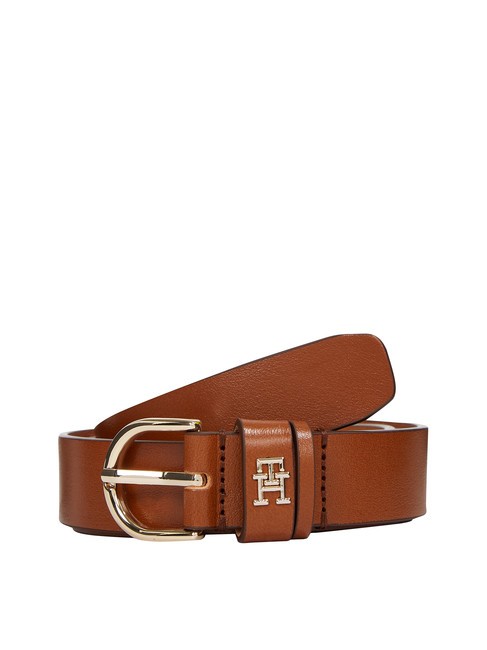 TOMMY HILFIGER ESSENTIAL EFFORTLESS Pasek skórzany wyprodukowany we Włoszech koniak - Paski
