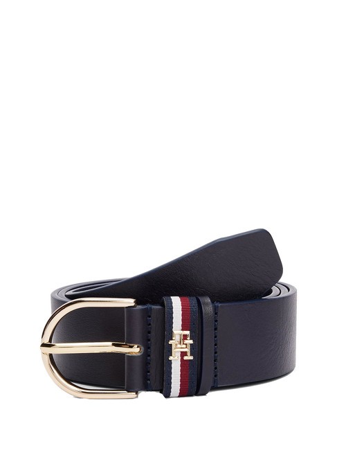 TOMMY HILFIGER ESSENTIAL EFFORTLESS CORP Pasek skórzany kosmiczna niebieska korporacja - Paski