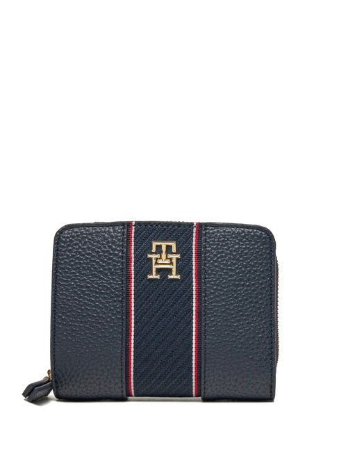 TOMMY HILFIGER TH LEGACY Mały portfel zapinany na zamek kosmiczny niebieski - Portfele damskie
