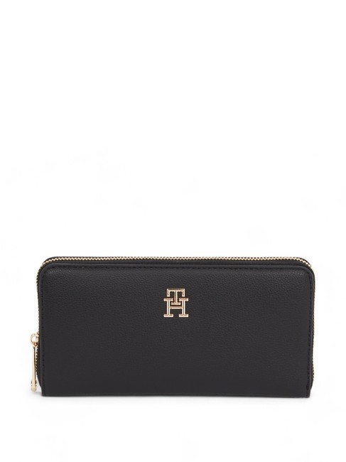 TOMMY HILFIGER TH SOFT LOGOTAPE Portfel zapinany na suwak czarny - Portfele damskie
