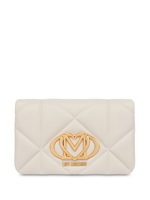 LOVE MOSCHINO GEOMETRIC Kopertówka z łańcuszkowym paskiem na ramię kość słoniowa - Torby damskie