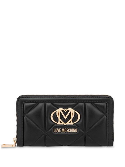 LOVE MOSCHINO GEOMETRIC Duży portfel zapinany na zamek Czarny - Portfele damskie