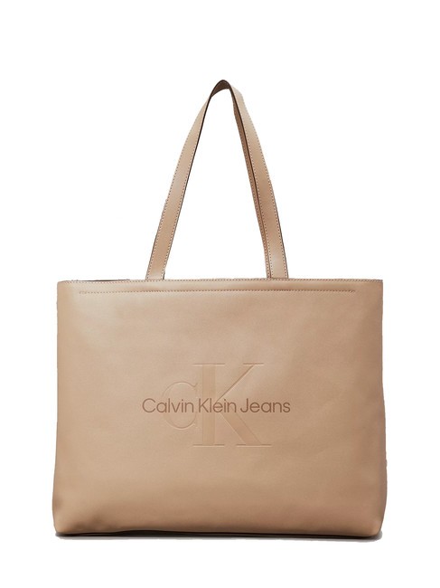 CALVIN KLEIN SCULPTED Tote Torba na ramię porcelana - Torby damskie