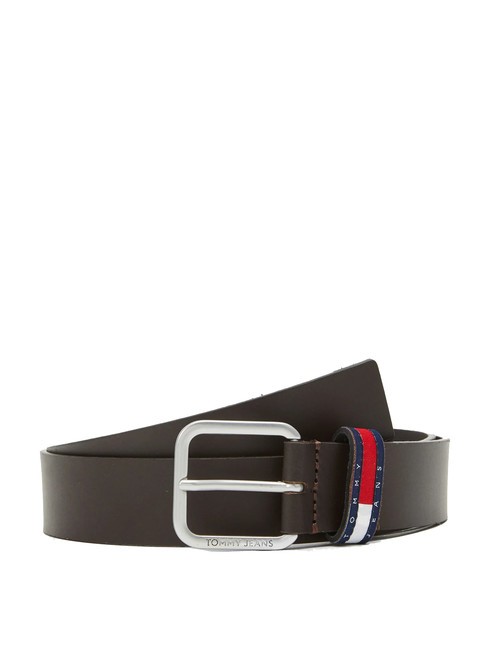 TOMMY HILFIGER TOMMY JEANS RYAN Pasek skórzany ciemnobrązowy - Paski