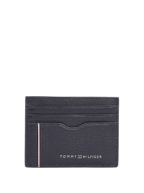 TOMMY HILFIGER TH CORP Płaski skórzany wizytownik kosmiczny niebieski - Portfele męskie