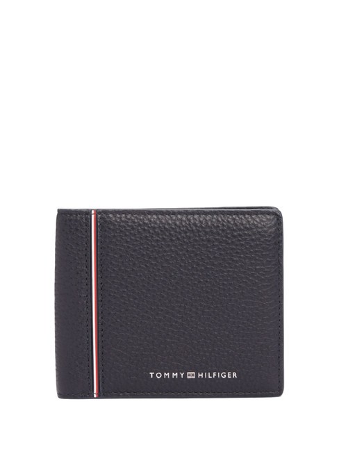 TOMMY HILFIGER TH CORP Portfel skórzany kosmiczny niebieski - Portfele męskie