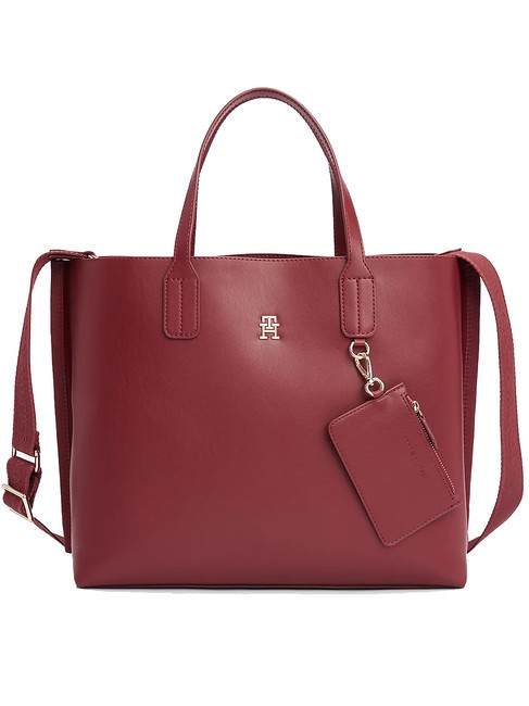 TOMMY HILFIGER TH DISTINCT Torebka z paskiem na ramię trufla malinowa - Torby damskie