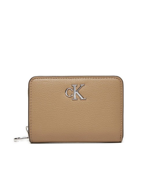 CALVIN KLEIN CK JEANS MINIMAL MONOGRAM  Średniej wielkości portfel zapinany na zamek porcelana - Portfele damskie