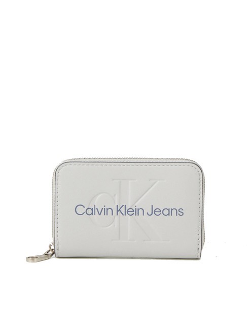 CALVIN KLEIN SCULPTED Portfel zapinany na suwak miraż szary - Portfele damskie