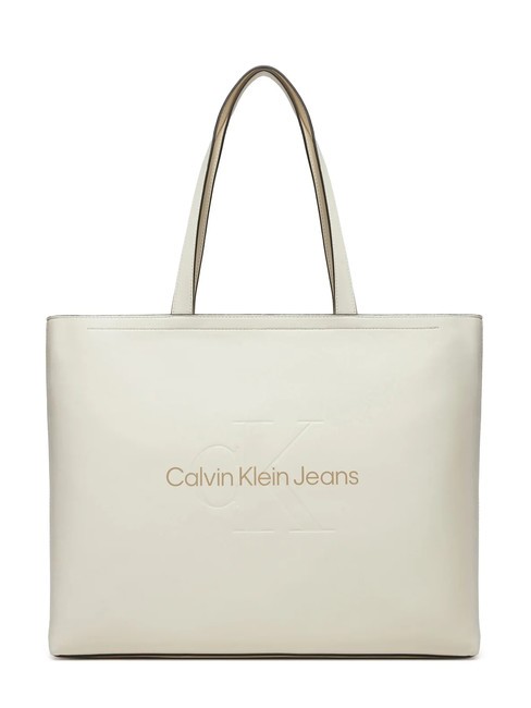 CALVIN KLEIN SCULPTED Tote Torba na ramię tofu - Torby damskie