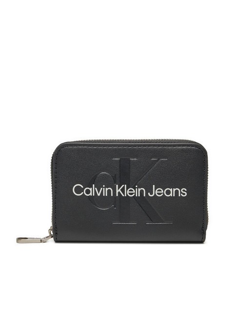 CALVIN KLEIN SCULPTED Portfel zapinany na suwak Czarny PVH - Portfele damskie