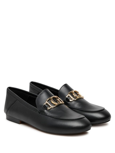 GUESS MARTYNAS  Mokasyny skórzane CZARNY - Buty damskie