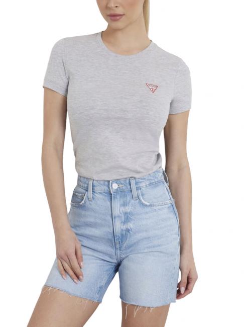 GUESS MINI TRIANGLE Koszulka typu slim-fit jasny melanż szary m - Koszulki i topy damskie