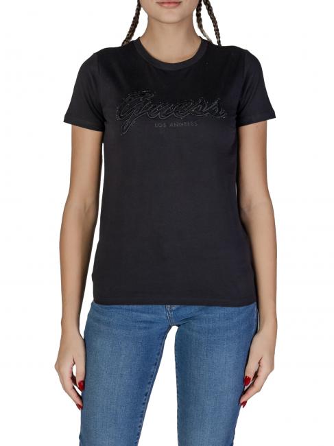 GUESS SS SCRIPT LACE LOGO EASY  Koszulka bawełniana odrzutowiec - Koszulki i topy damskie