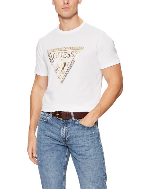GUESS SS BSC CHAIN TRILOGO Koszulka bawełniana czysto biały - Koszulki męskie