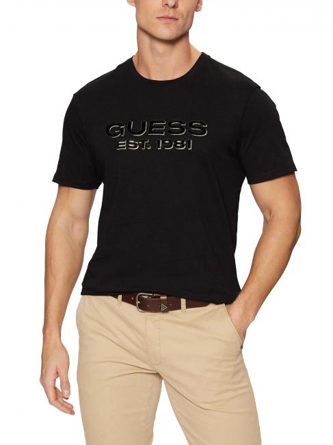 GUESS SS BSC VELVET LOGO  Koszulka bawełniana odrzutowiec - Koszulki męskie