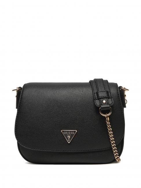 GUESS FEDORA Mała torba na ramię z klapką CZARNY - Torby damskie