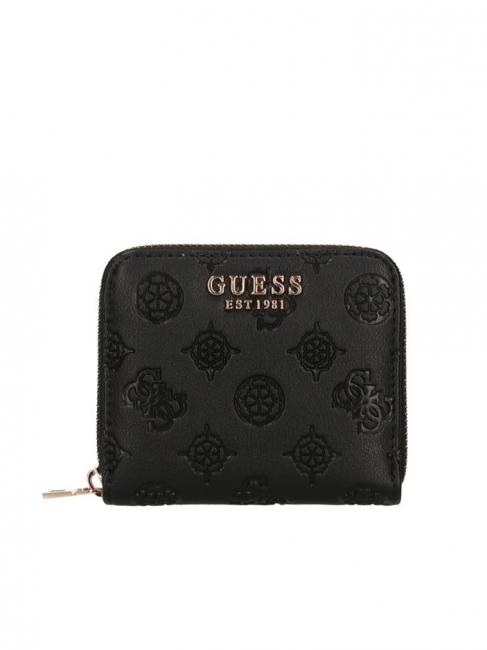 GUESS GERTY Mały portfel z logo Peony CZARNY - Portfele damskie
