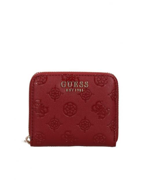GUESS GERTY Mały portfel z logo Peony bordo - Portfele damskie