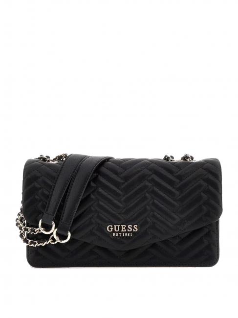 GUESS ANNING Torba pikowana konwertowalna CZARNY - Torby damskie