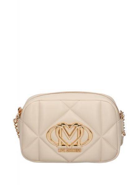 LOVE MOSCHINO GEOMETRIC QUILTED Mała torba na ramię kość słoniowa - Torby damskie