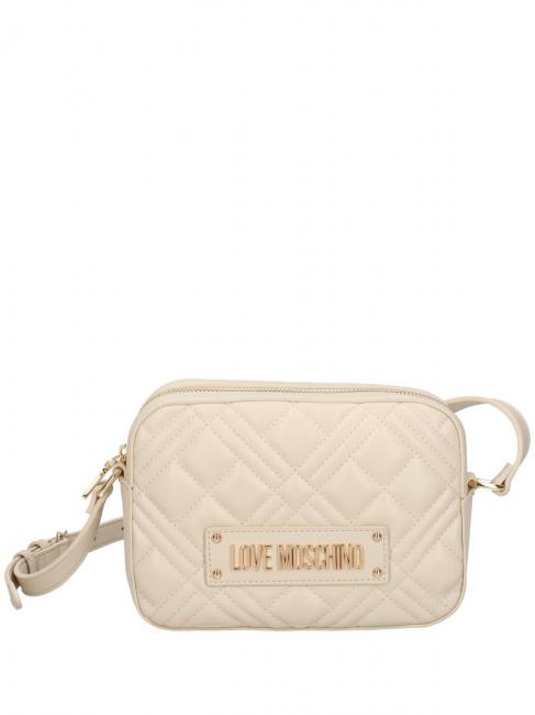 LOVE MOSCHINO QUILTED Torba na aparat fotograficzny z paskiem na ramię kość słoniowa - Torby damskie